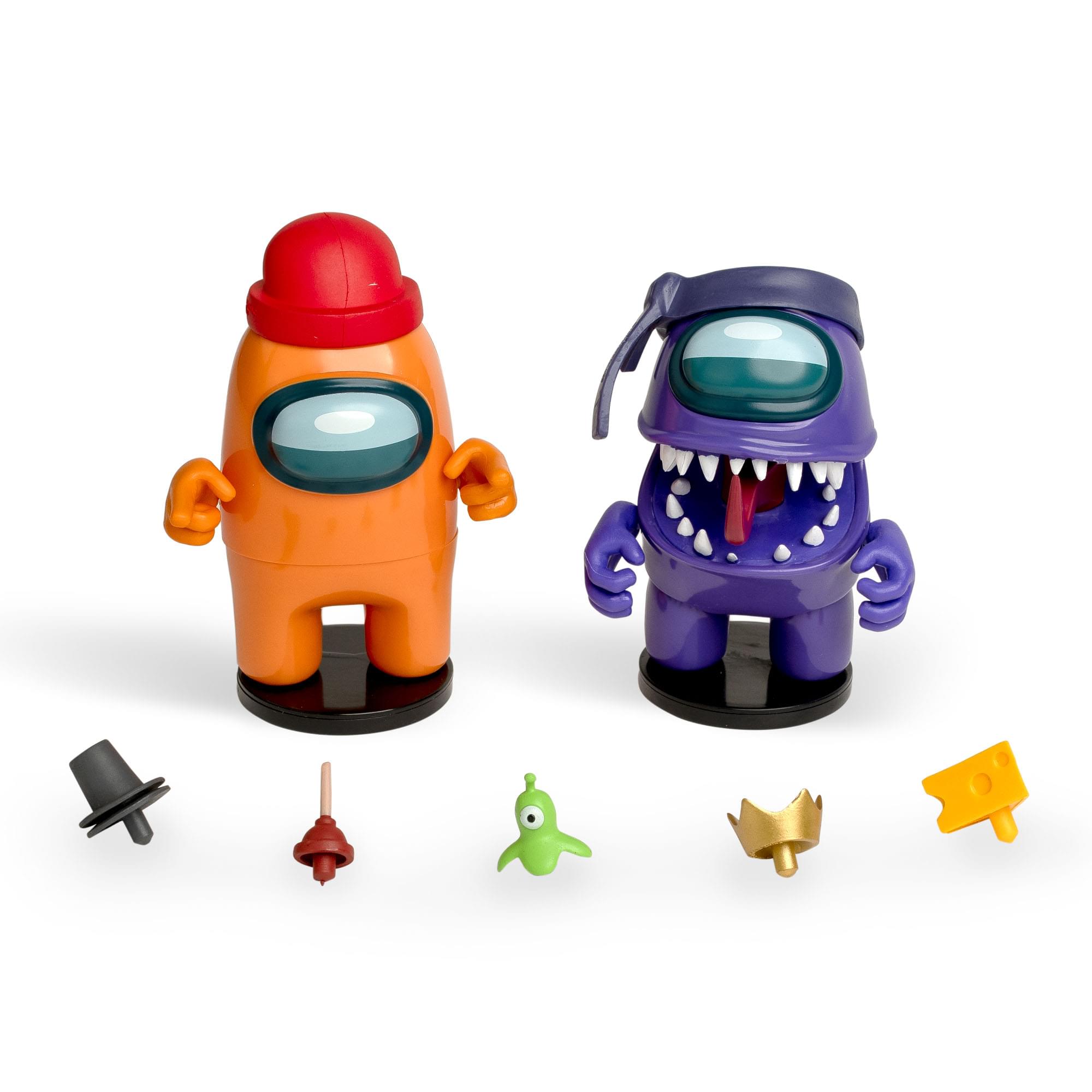Among Us 4.5 Inch Figure Set With Stampers , Orange Crewmate & Purple Imposter
