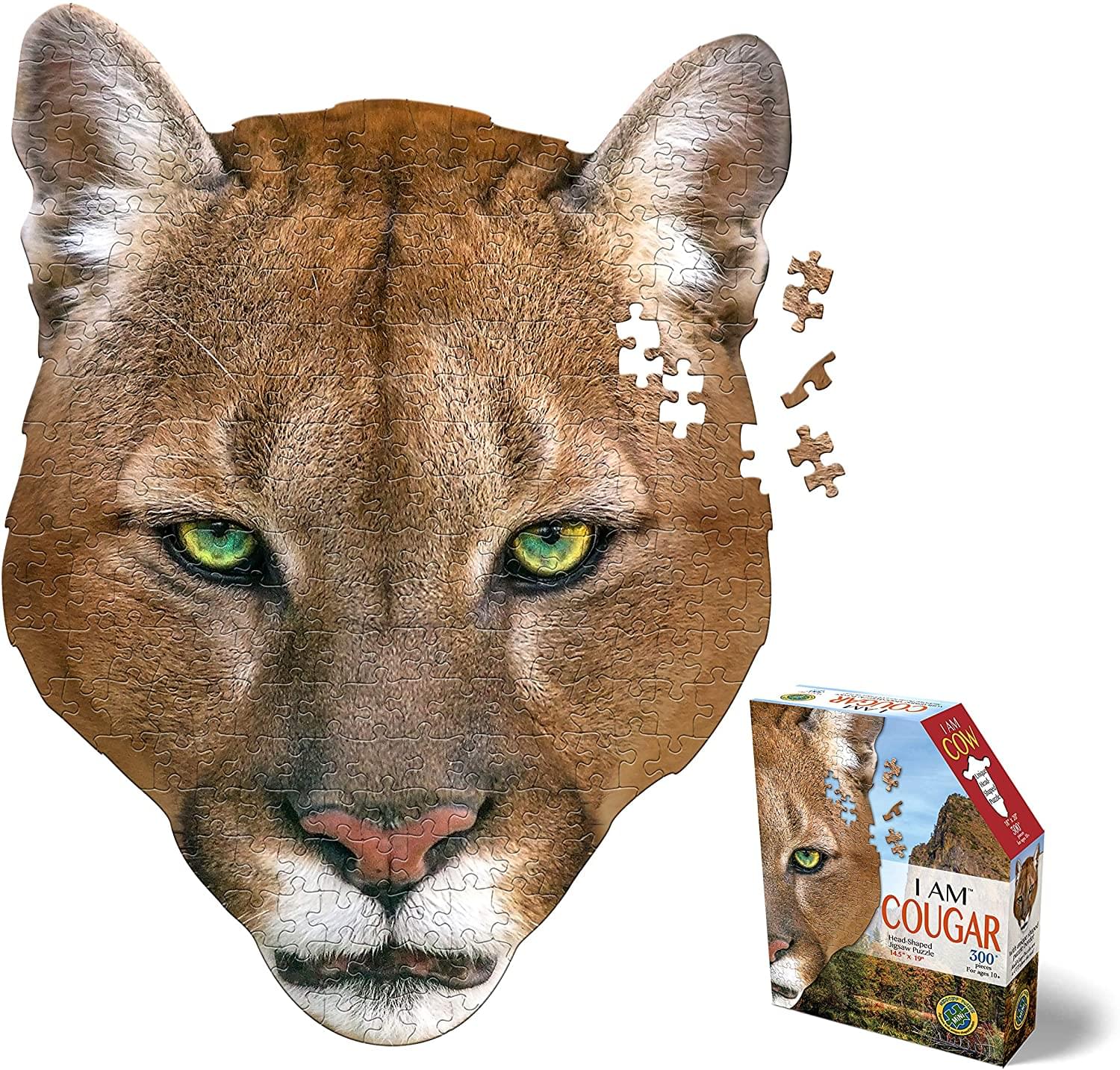 I AM Cougar 300 Piece Animal Head-Shaped Jigsaw Puzzle