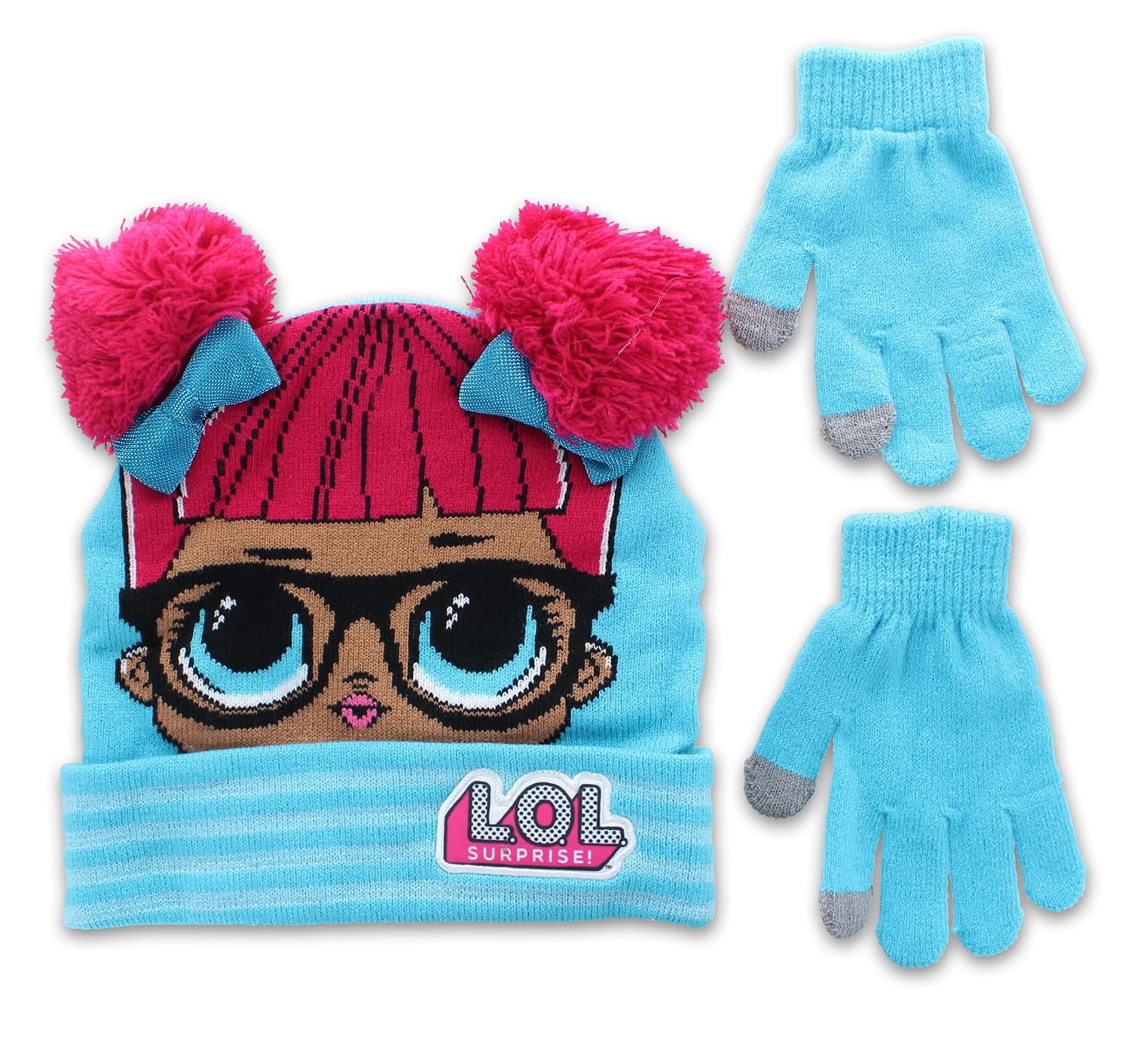LOL Surprise Dolls Girls Winter Beanie & Glove Set , Blue