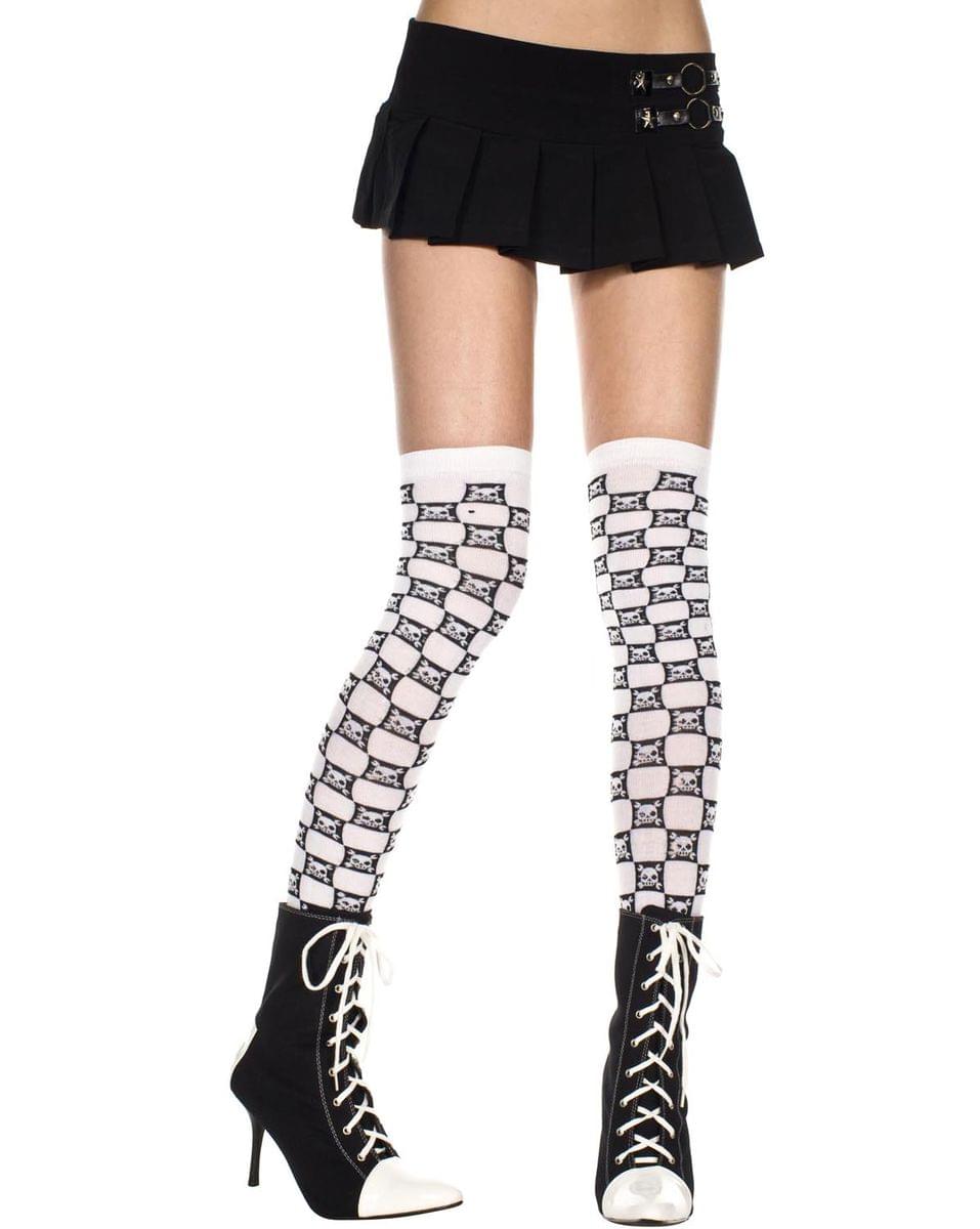 checkered thigh high boots