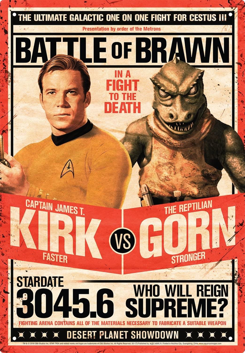 Star Trek Kirk Vs Gorn 8 X 11.5 Inch Tin Sign
