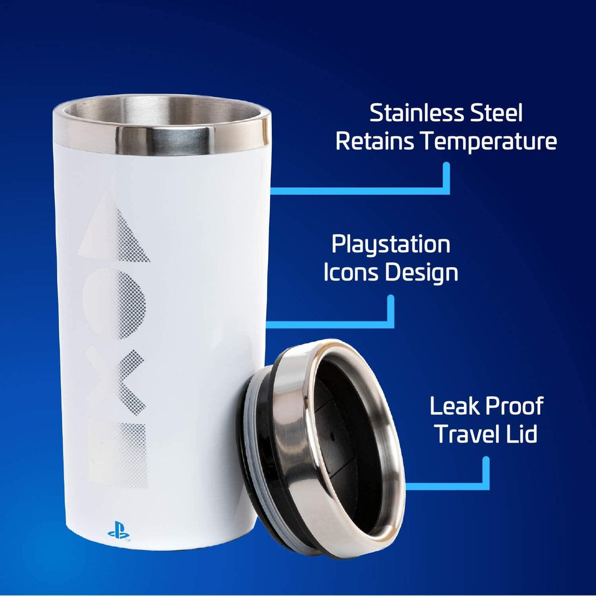 PlayStation PS5 15 oz Stainless Steel Travel Mug | Free Shipping - Toynk Toys