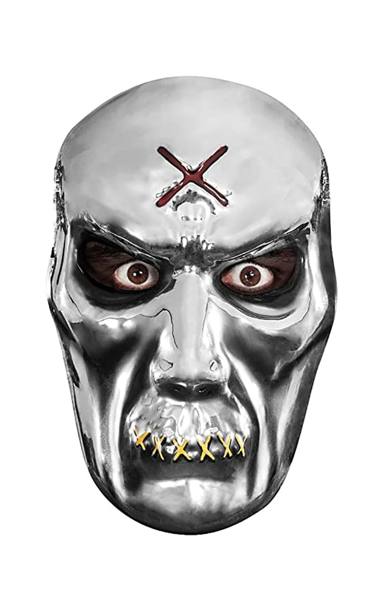 Maniacs PVC Molded Metallic Silver Zombie Adult Costume Mask