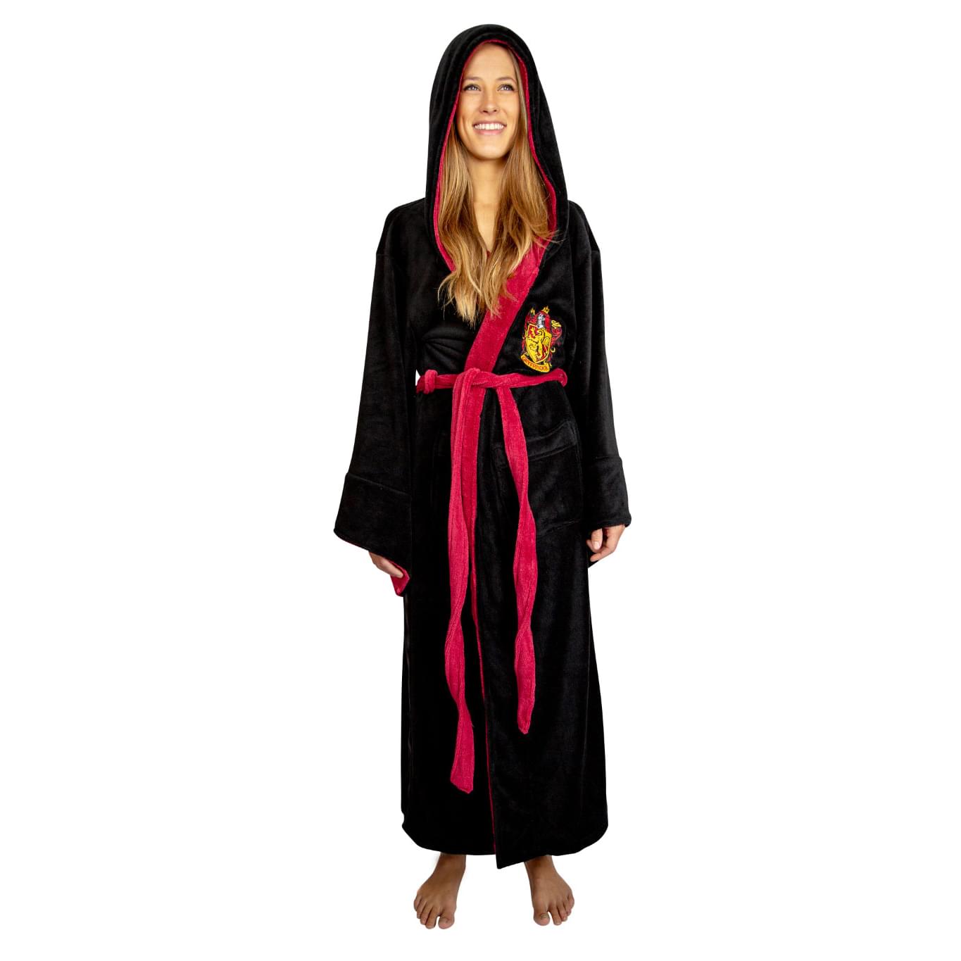 Harry Potter Gryffindor Hooded Bathrobe For Adults , One Size Fits Most