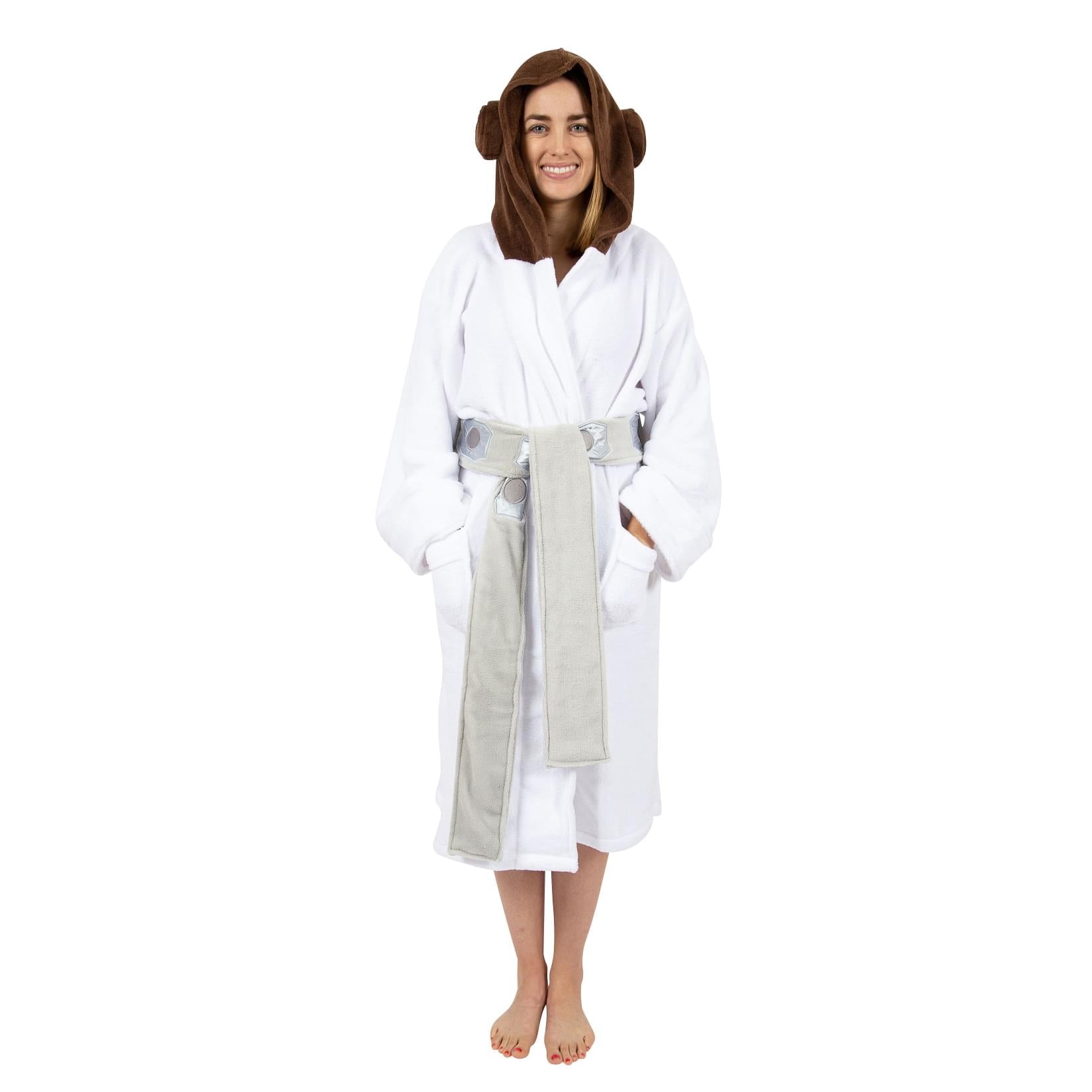 Star Wars Princess Leia Unisex Hooded Bathrobe For Adults , One Size Fits Most