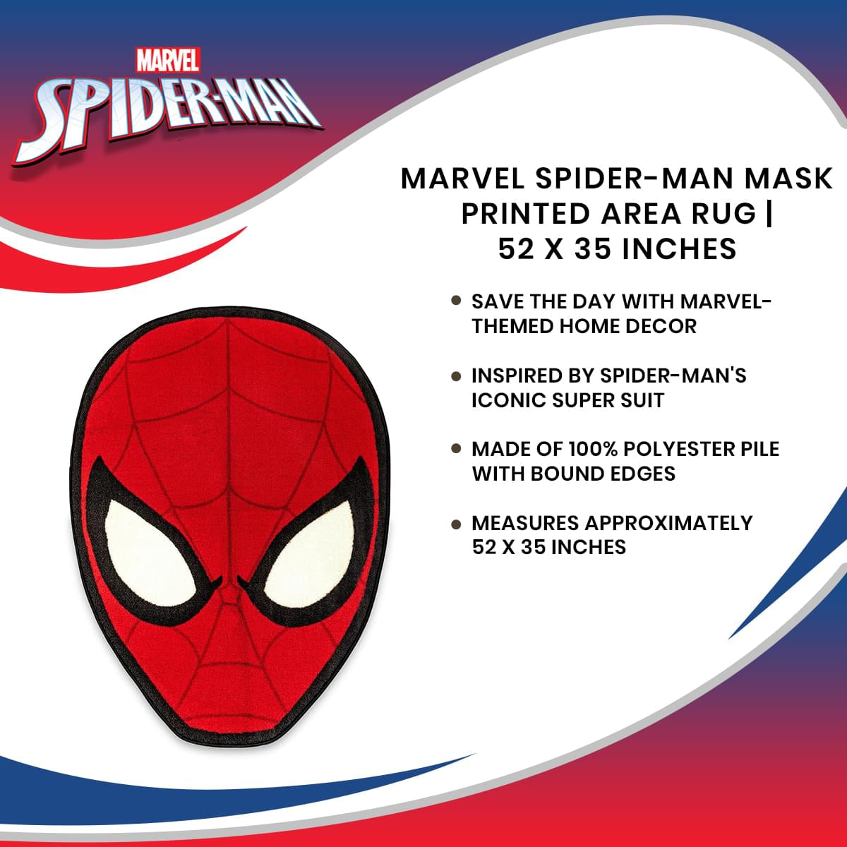 marvel spider man mask 52 x 35 inch area rug free shipping