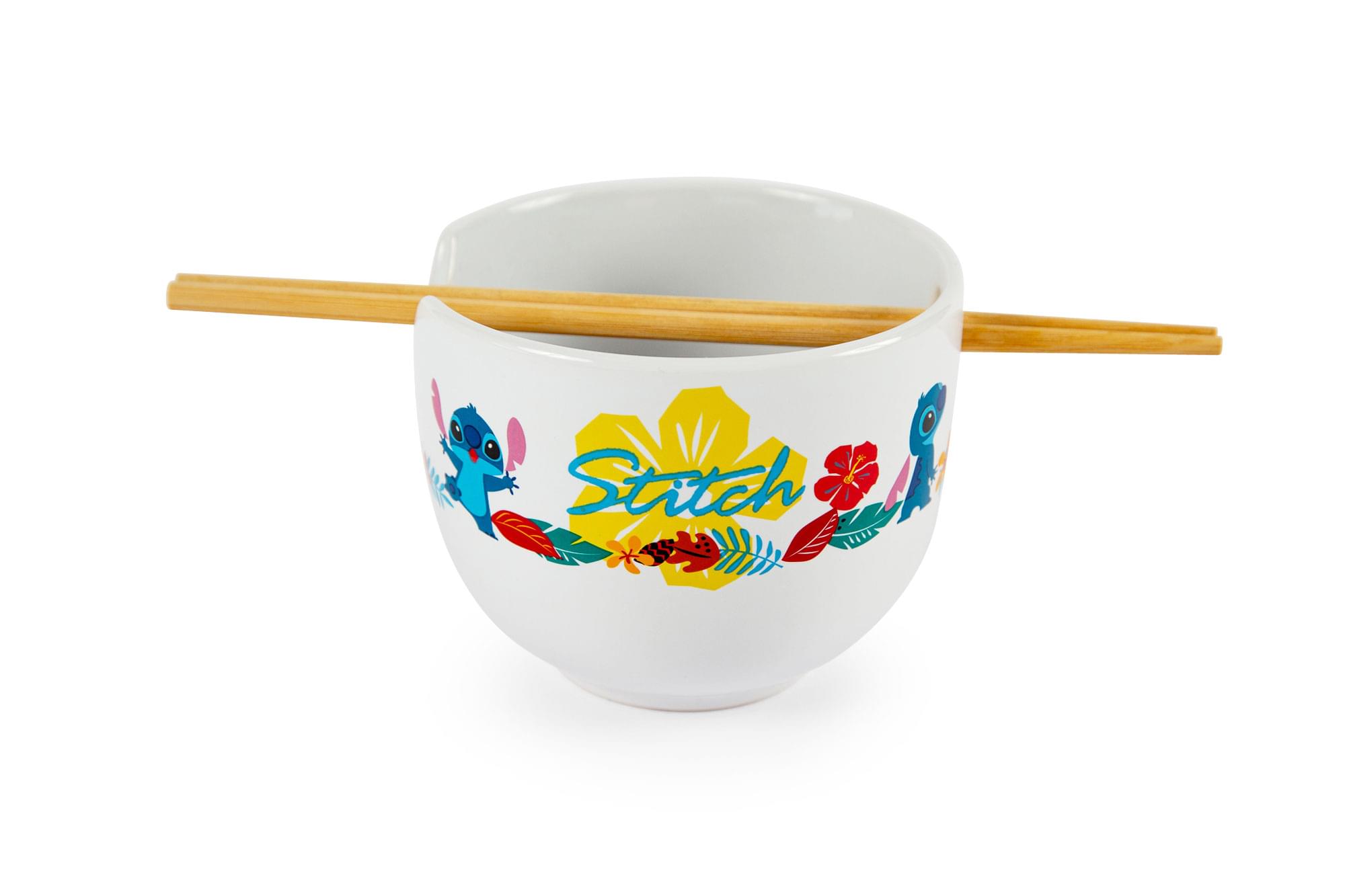 Disney Lilo & Stitch Japanese Dinnerware Set , 16-Ounce Ramen Bowl, Chopsticks