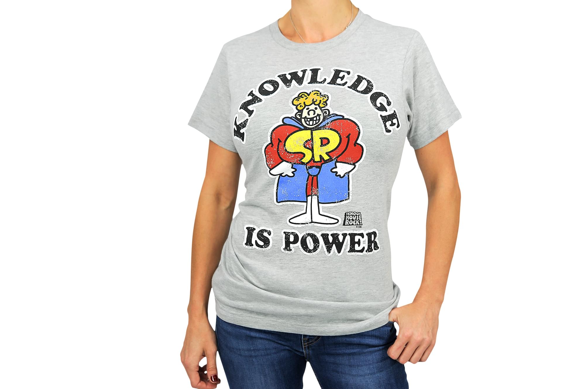 Schoolhouse Rock! “Knowledge Is Power” Adult T-Shirt - Grey