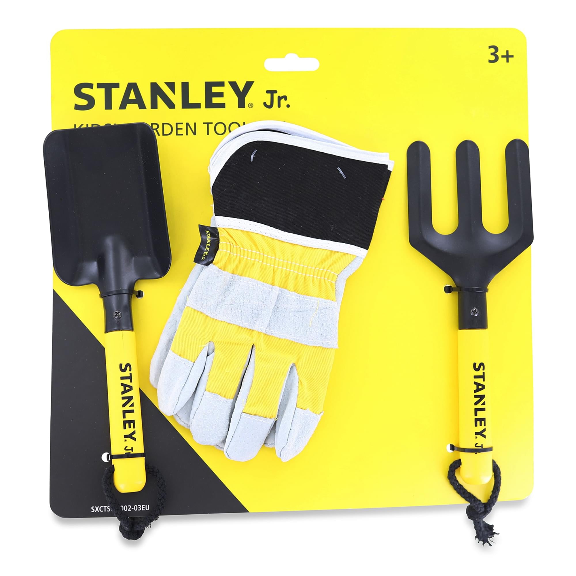 Stanley JR Garden Hand Tool 3 Piece Set , Hand Spade , Hand Fork , Work Gloves