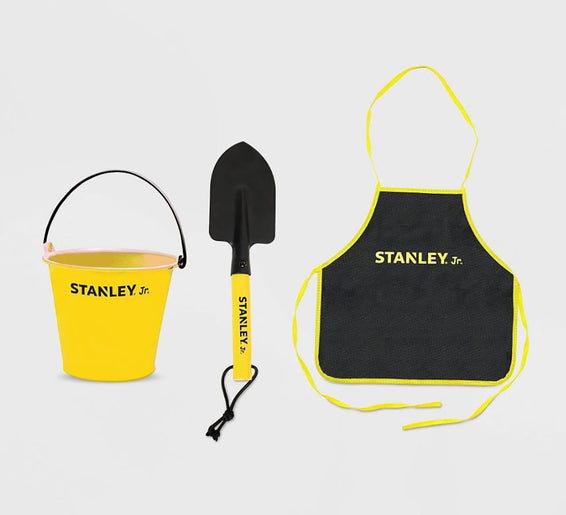 Red Tool Box Stanley Jr. 4-piece Garden Hand Tool Set, Spade, Trowel, Rake