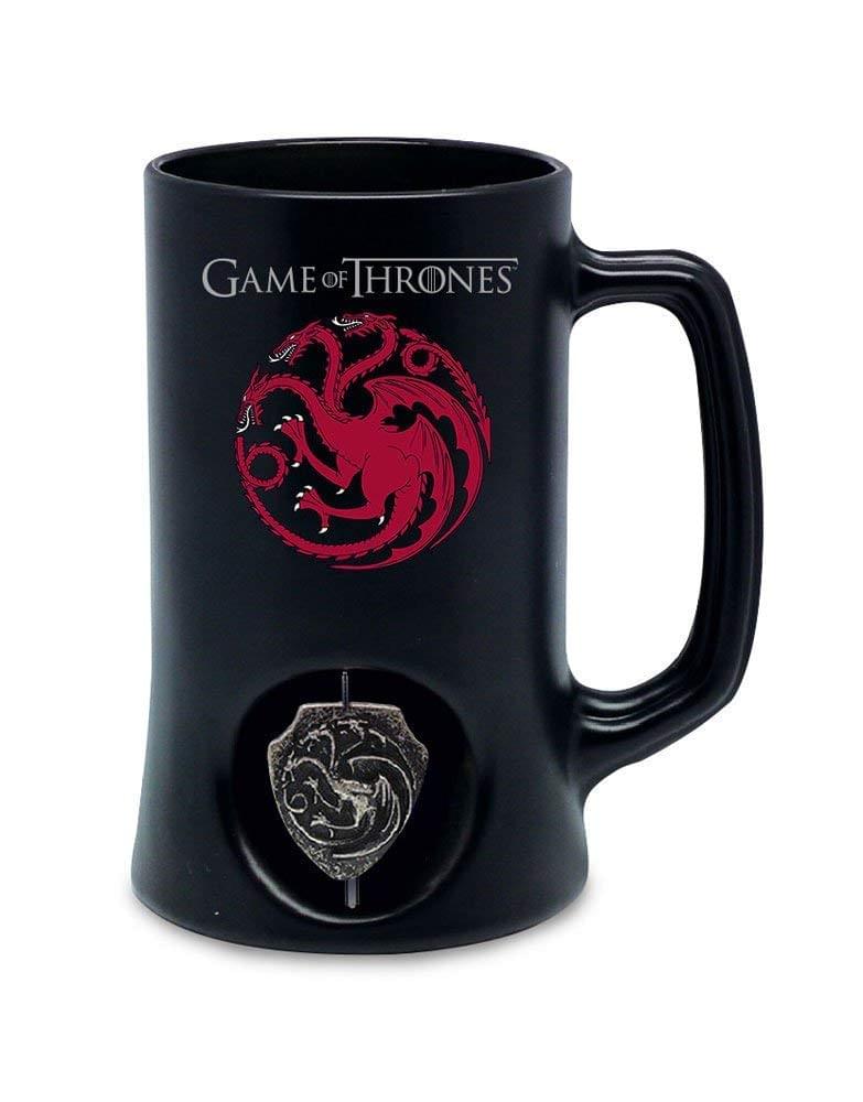 Game Of Thrones House Targaryen Ceramic Stein W/ Rotating Metal Emblem