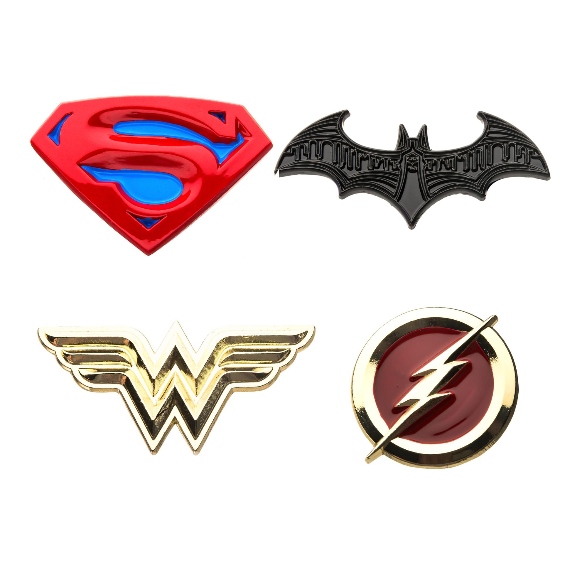 DC Justice League Logos Enamel Collector Pins , Set Of 4