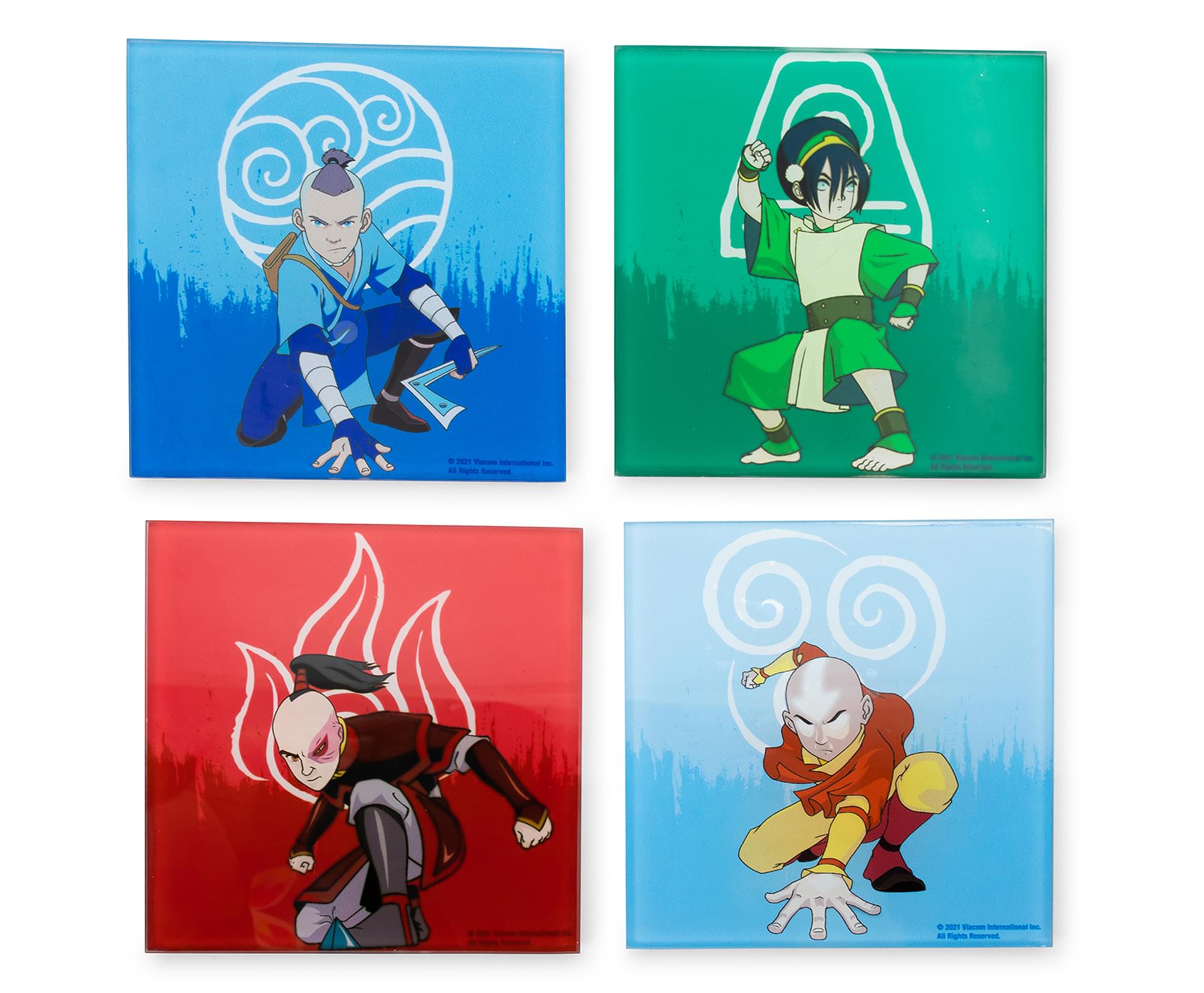 Avatar: The Last Airbender Characters Glass Coasters , Set Of 4