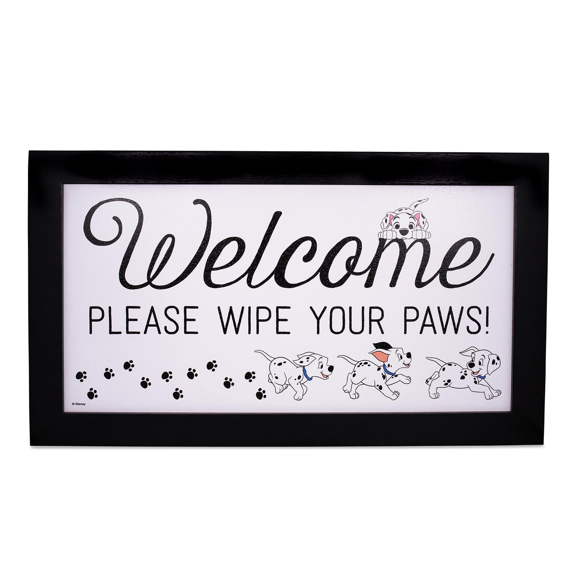 Disney 101 Dalmatians Wipe Your Paws Hanging Sign Gel Coat Framed Wall Art