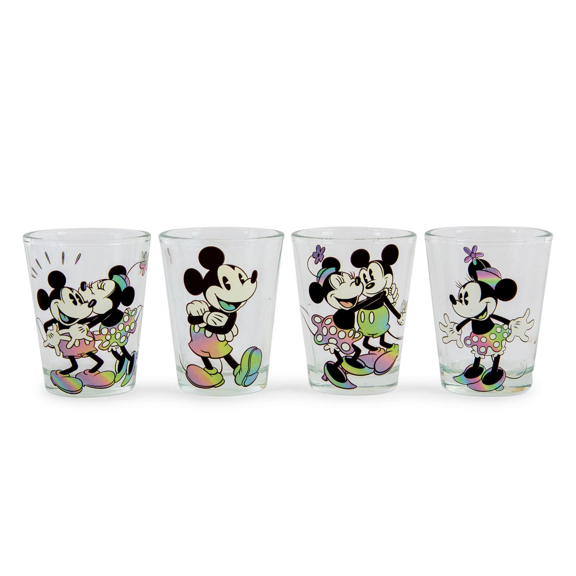 Disney Mickey And Minnie Mouse Rainbow 2-Ounce Mini Shot Glasses , Set Of 4