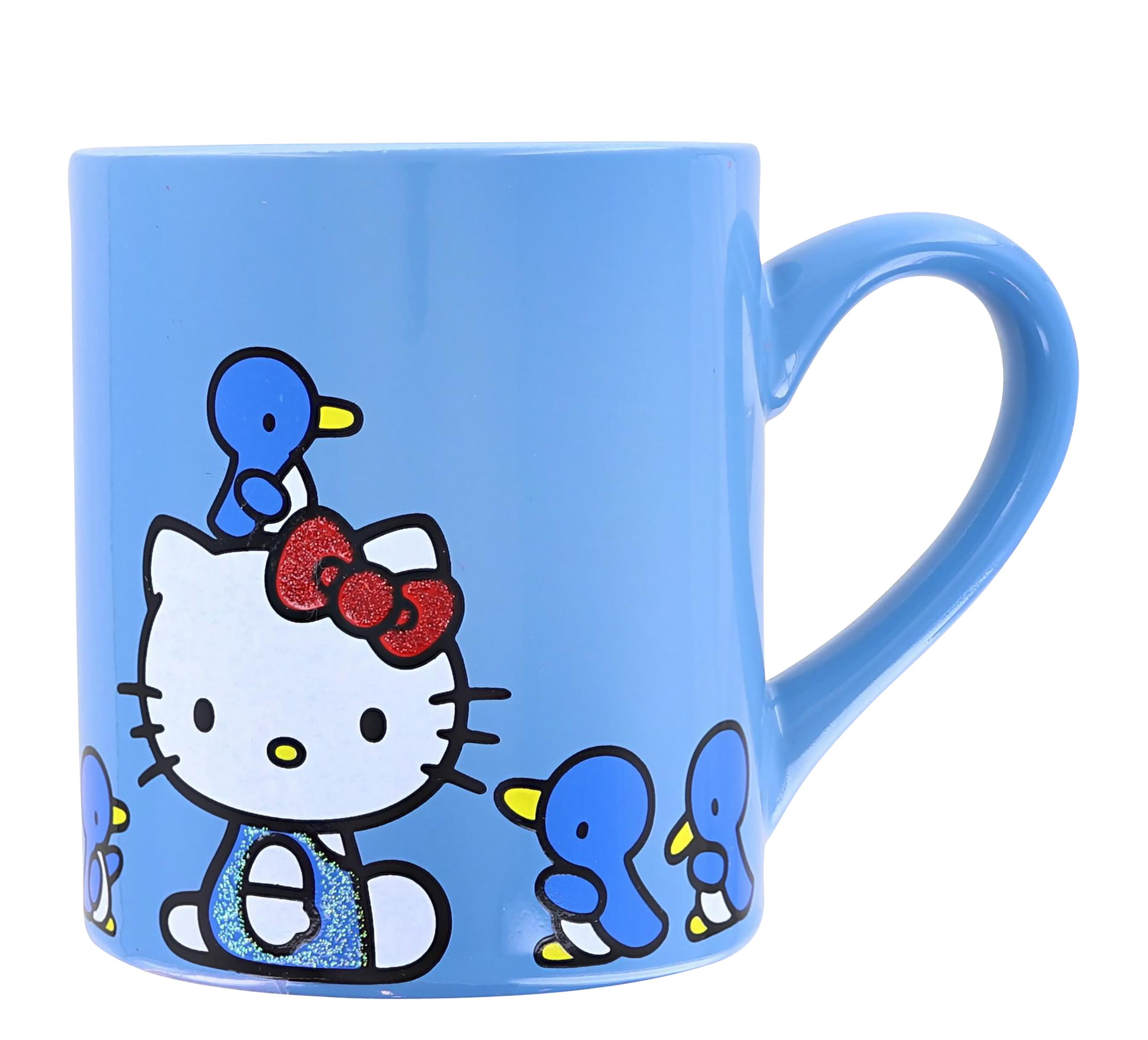 Sanrio Hello Kitty Blue Sparkles Ceramic Mug , Holds 14 Ounces