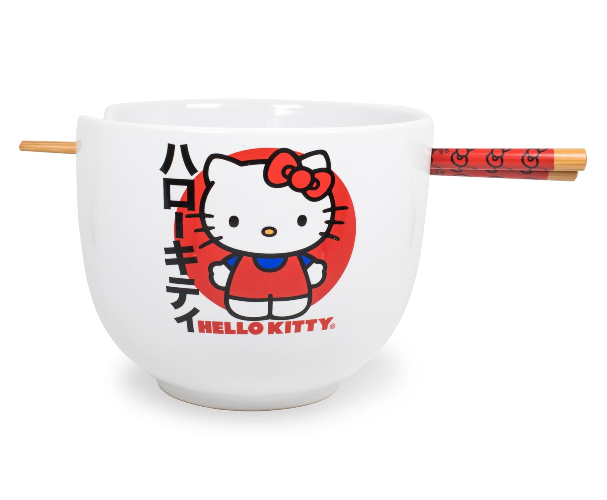 Hello Kitty Japanese Dinnerware Set , 20-Ounce Ramen Bowl, Chopsticks