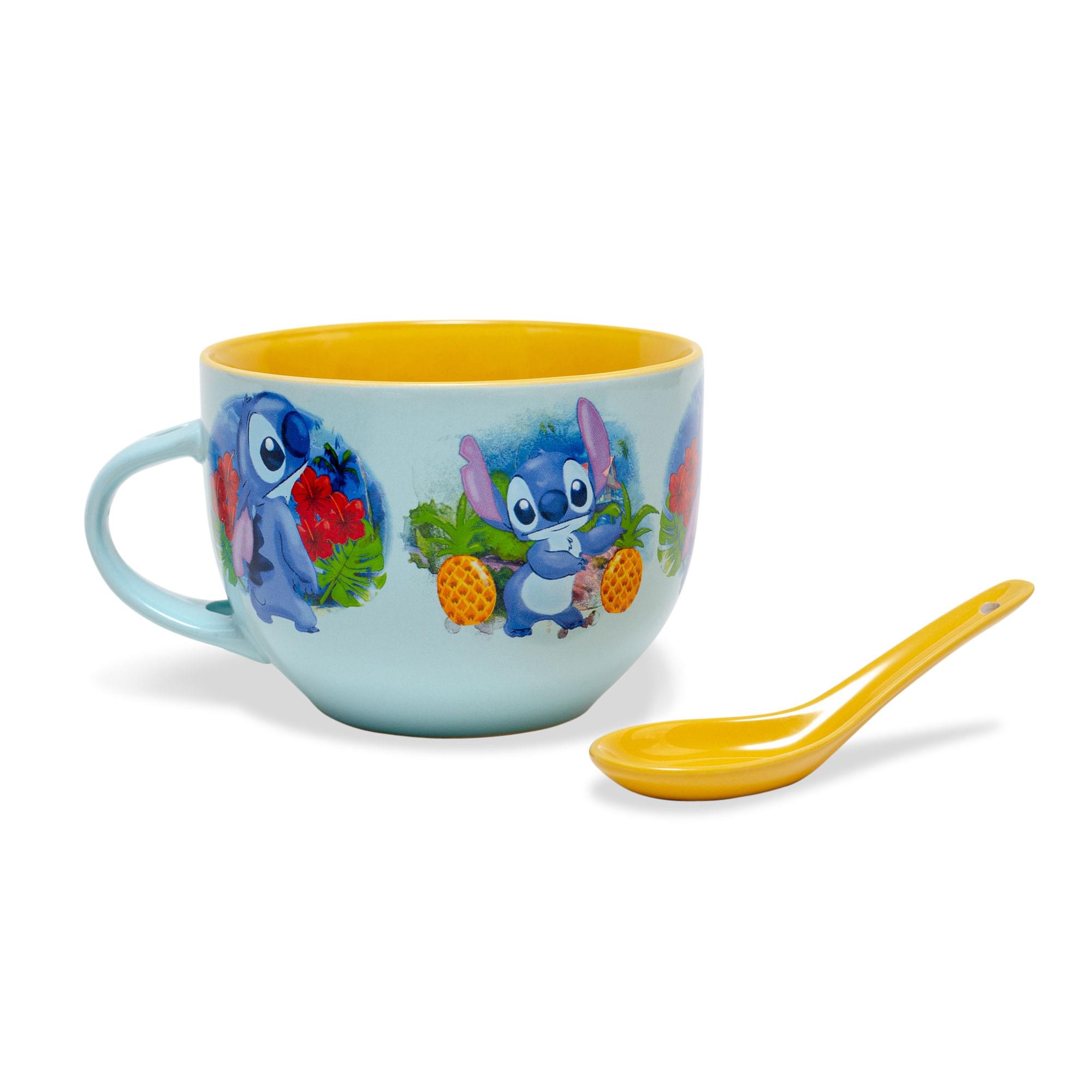Disney Lilo & Stitch Ceramic Soup Mug With Spoon , Holds 24 Ounces