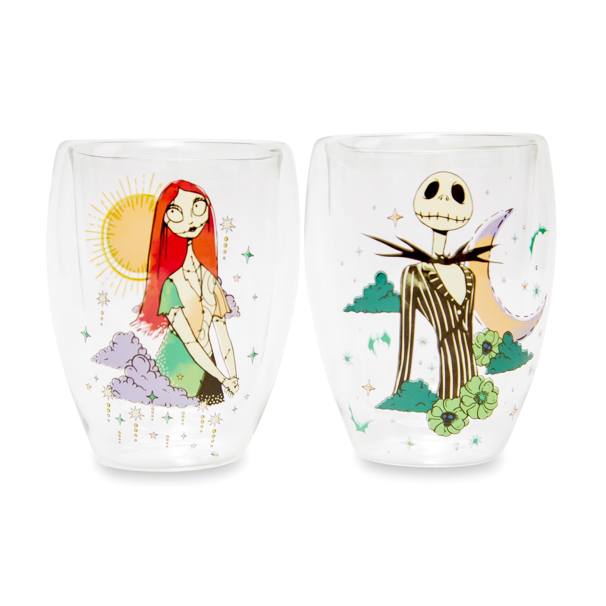 Disney The Nightmare Before Christmas Jack And Sally Stemless Glasses , Set Of 2