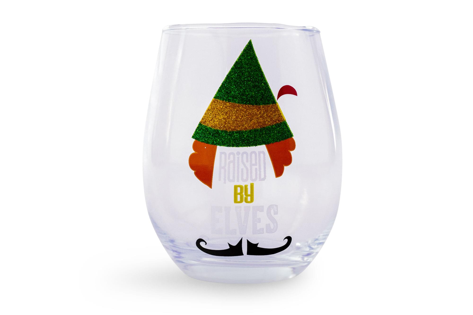 Buddy The Elf Raised By Elves Stemless Glitter Glass , Holds 20 Ounces