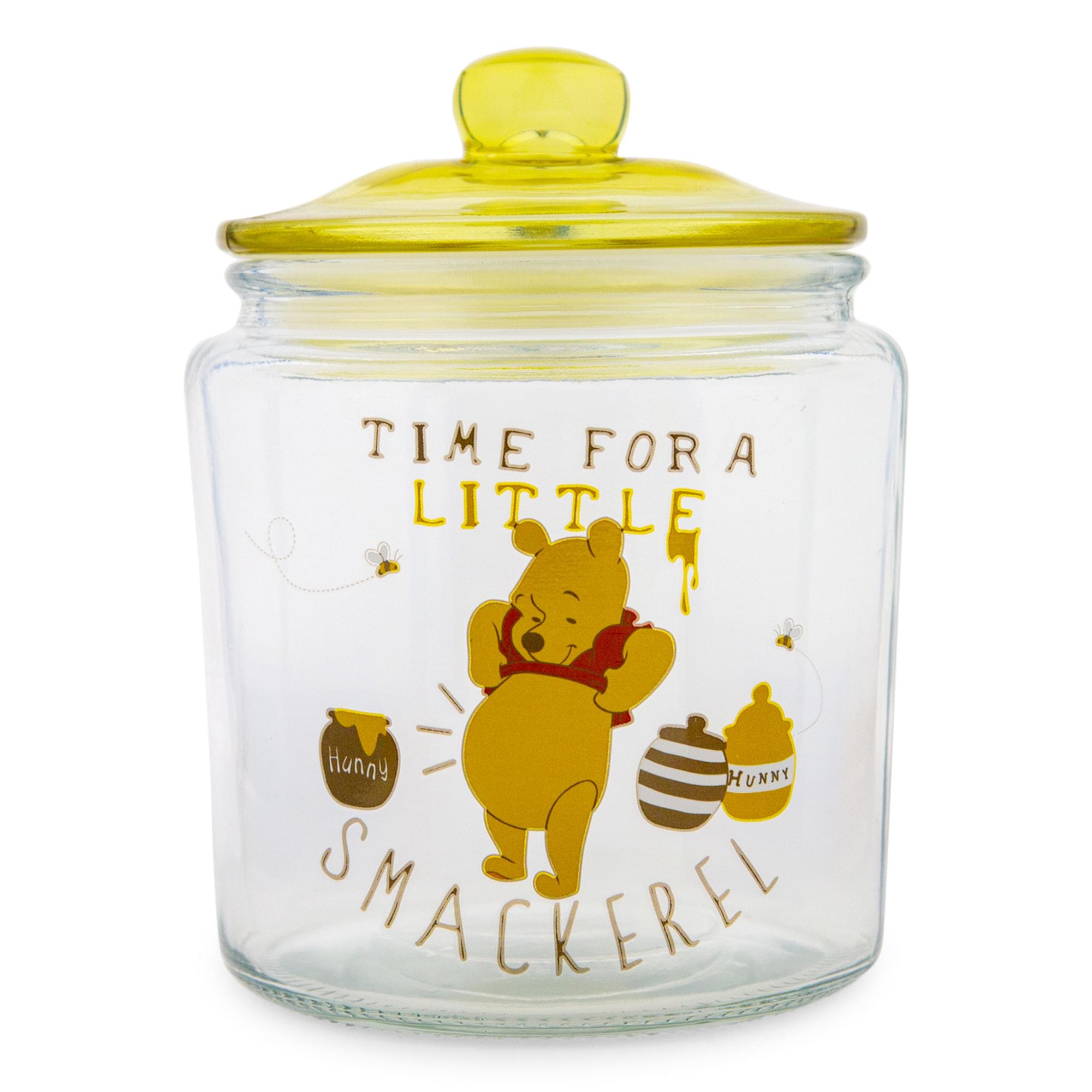 Disney Winnie The Pooh Glass Snack Jar Container With Lid , 6 Inches Tall