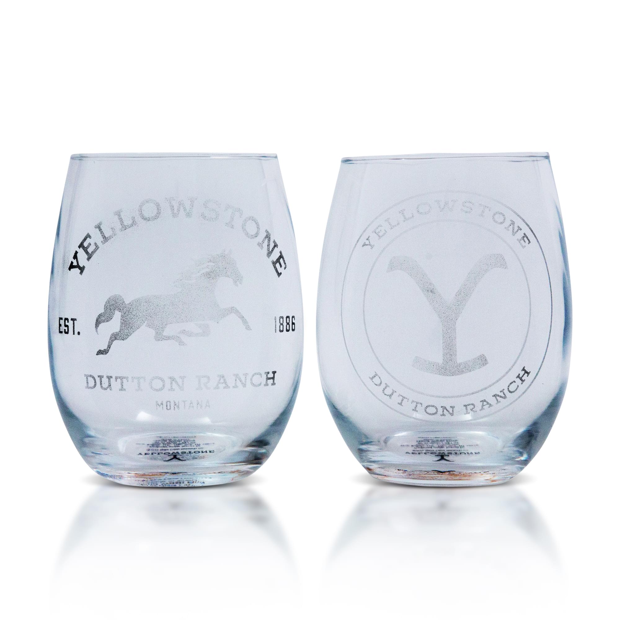Yellowstone Dutton Ranch 20-Ounce Stemless Wine Glasses , Set Of 2