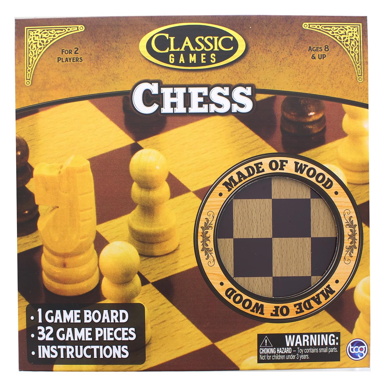Classic Games Wood Chess Set , Board & 32 Game Pieces