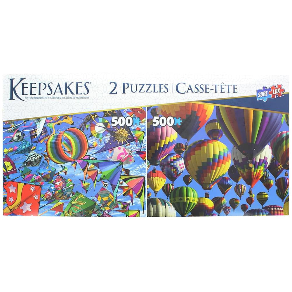 Set Of 2 Keepsakes 500 Piece Jigsaw Puzzles , Balloons / Kites