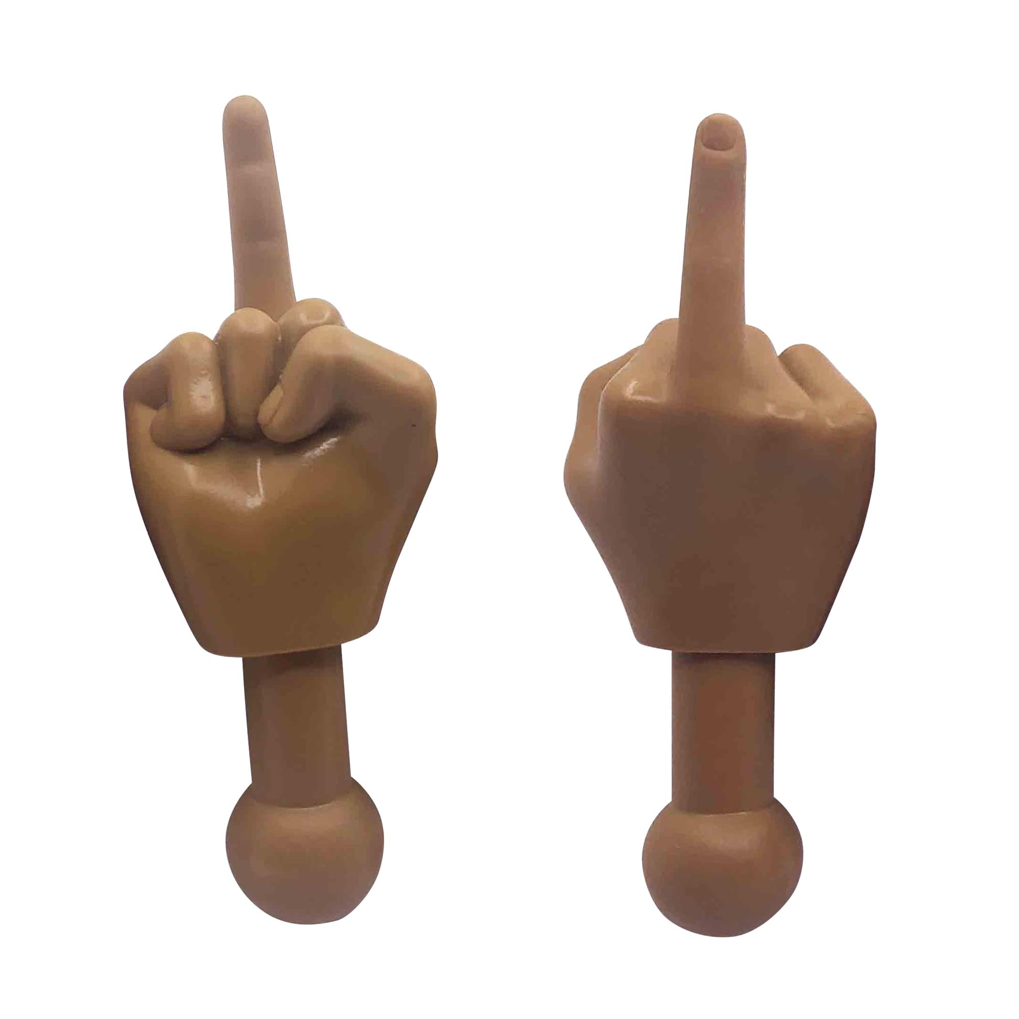 Tiny Hands 4.5 Novelty Toys , Two Middle Finger Hands, Deep Brown