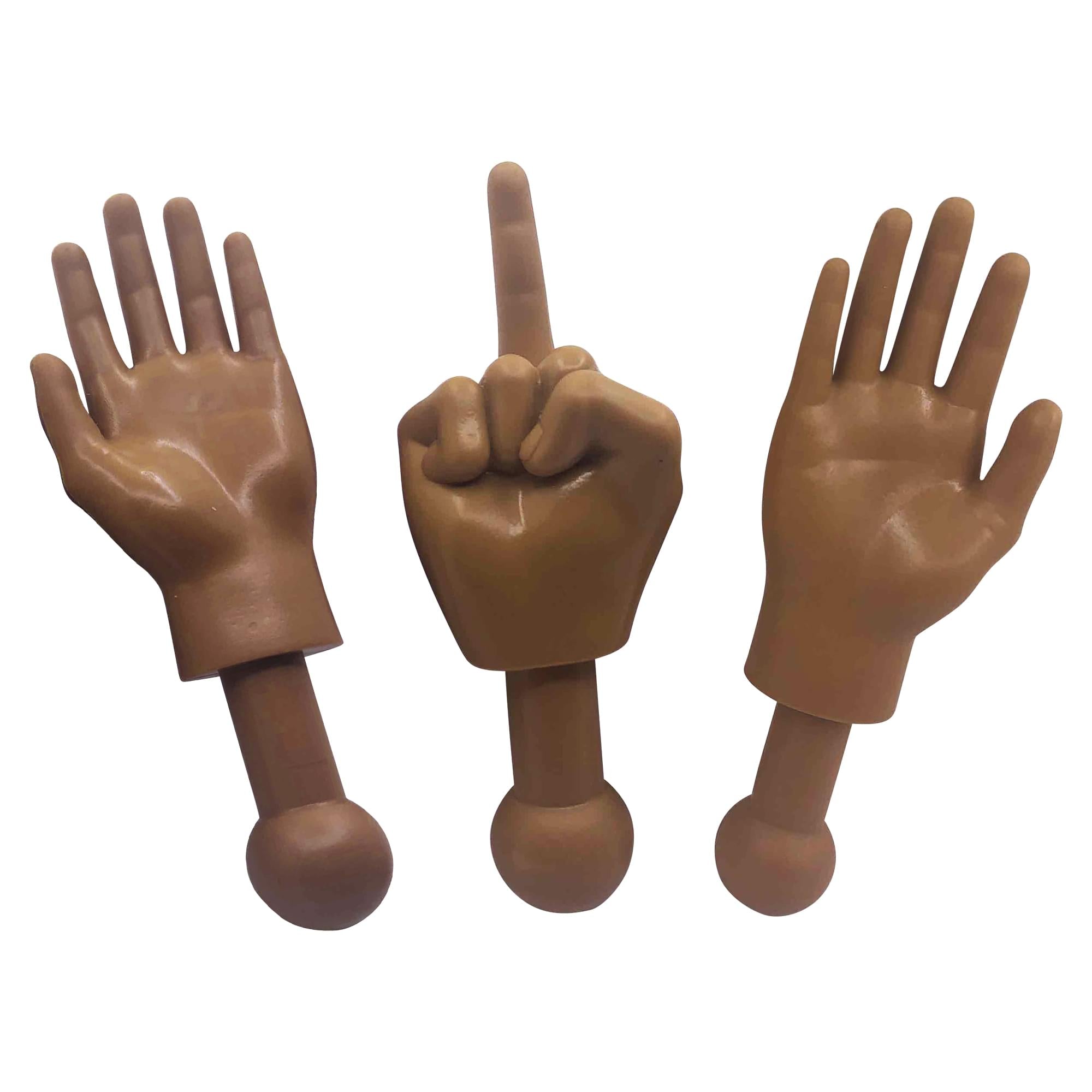 Tiny Hands 4.5 Novelty Toy , Left And Right + Middle Finger Hand Deep Brown