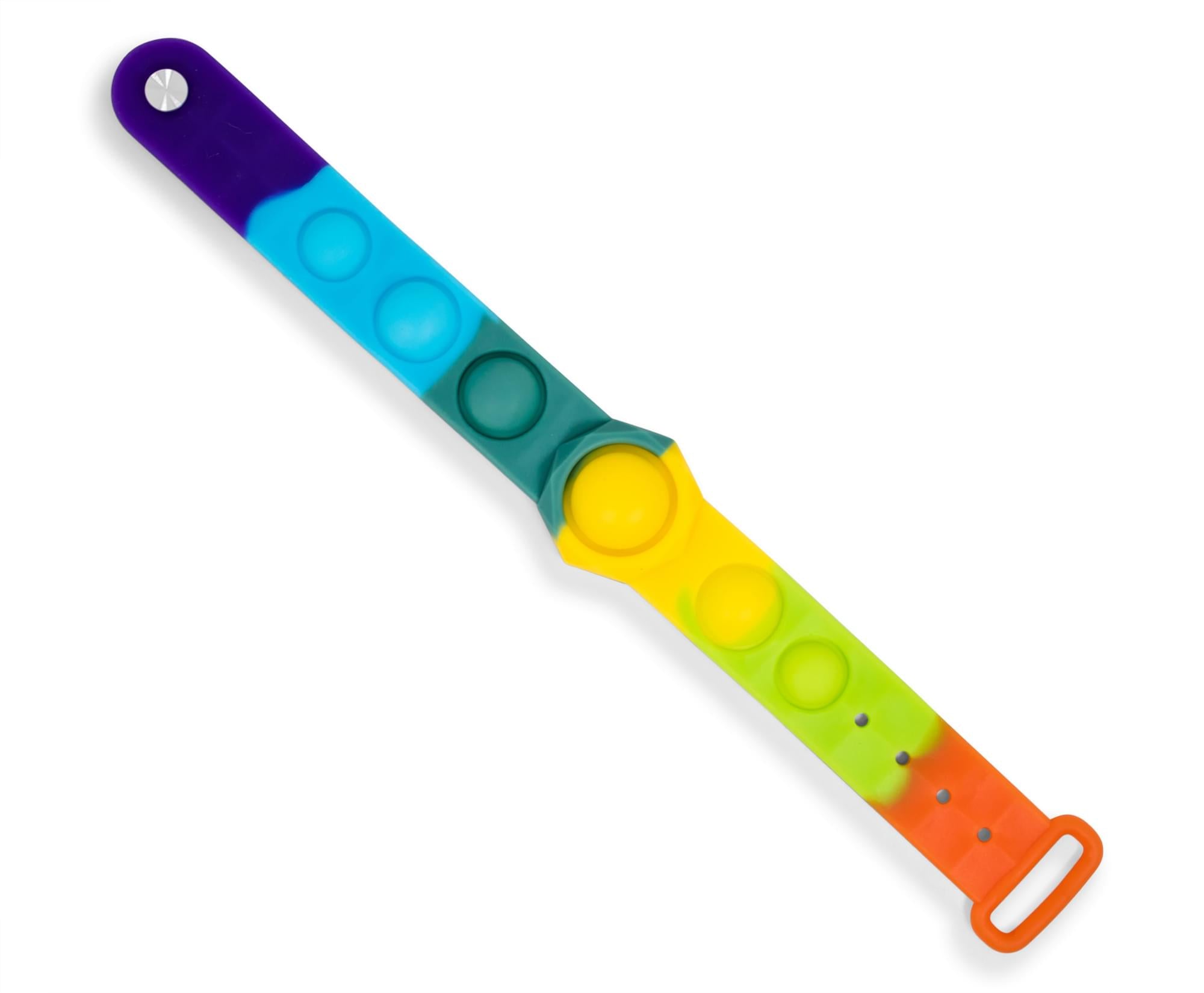 Push Pop Fidget Toy 6-Button Bracelet , Rainbow