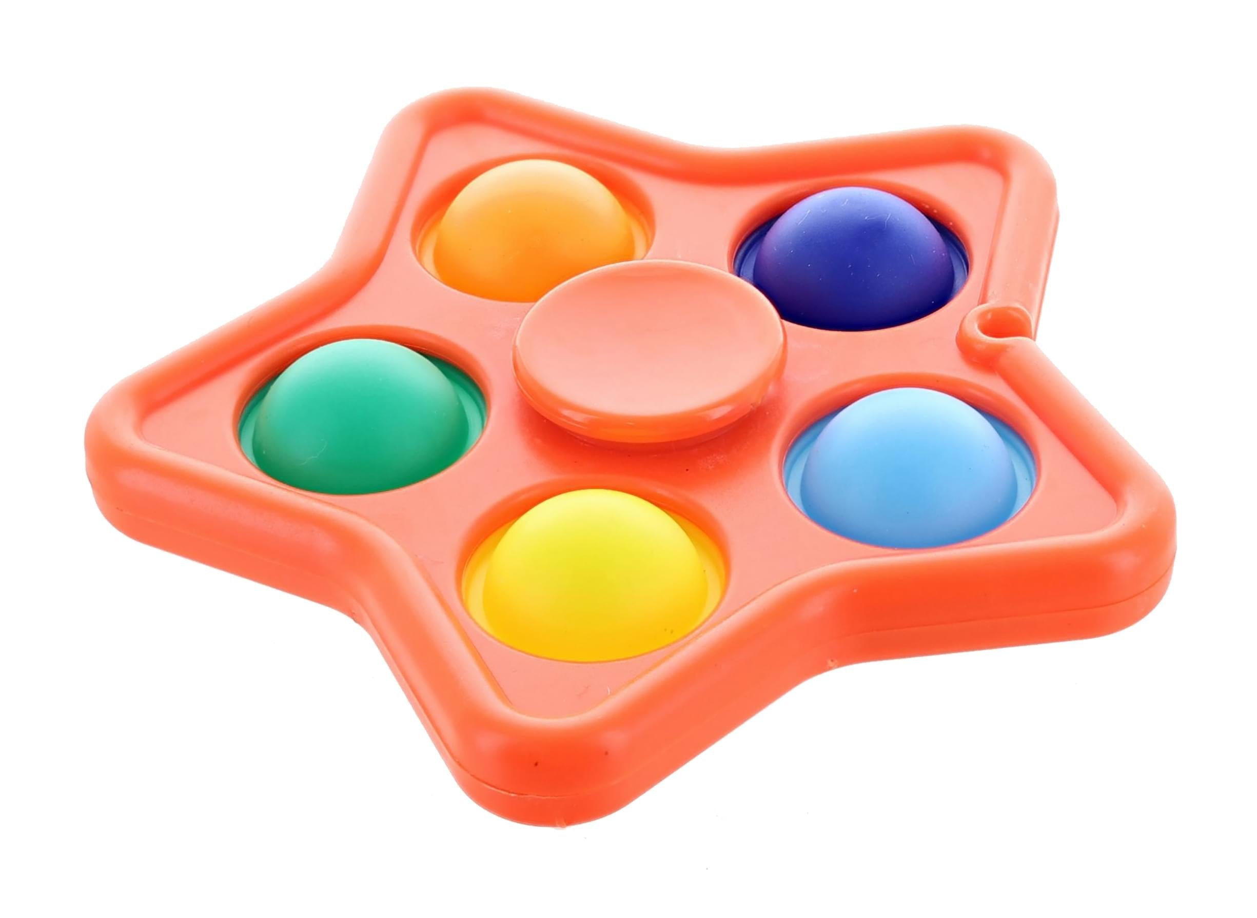 Pop Fidget Toy Spinner Orange Star 5-Button Bubble Popping Game
