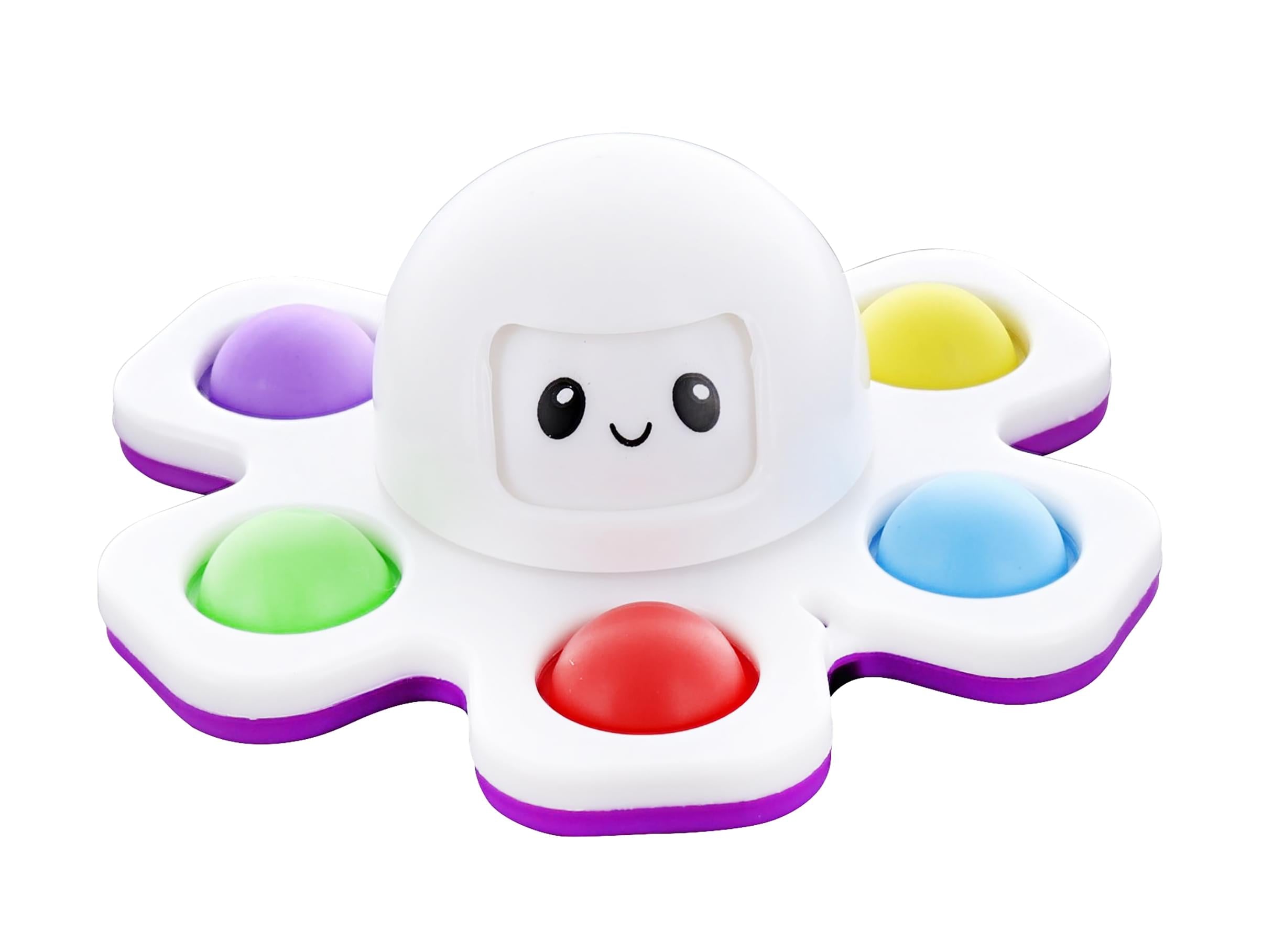 Pop Fidget Toy Spinner Face-Changing White Octopus 6-Button Bubble Popping Game