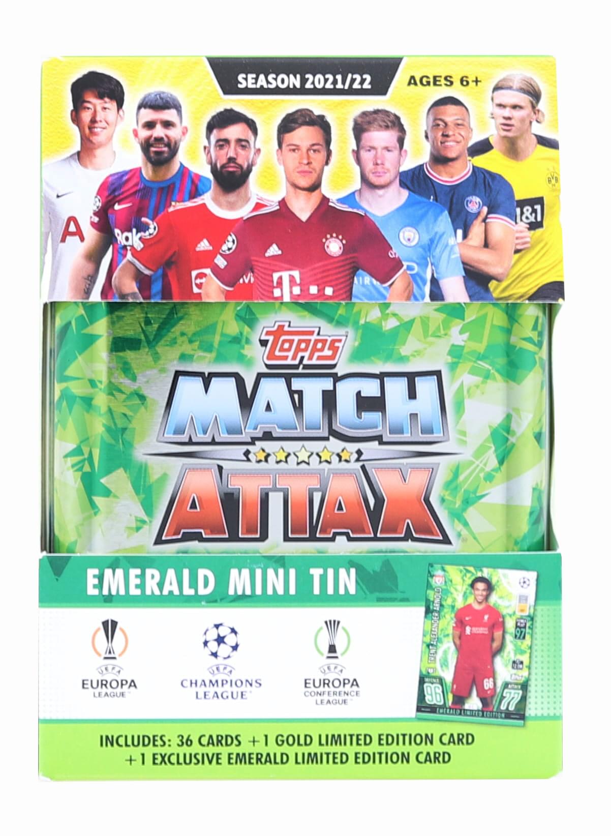 2021/22 Topps UEFA Champions League Attax Mini Tin , 36 Cards + Emerald