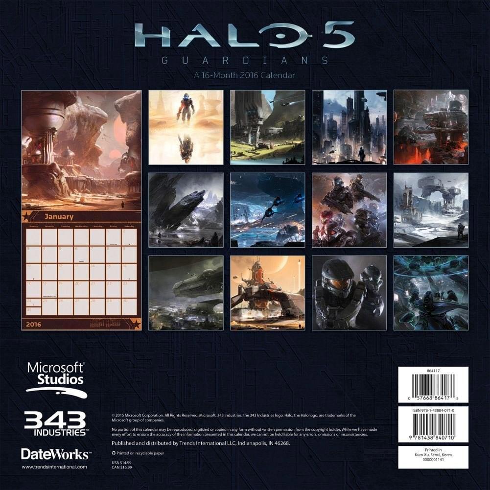 Halo 5 Guardians 2016 Wall Calendar