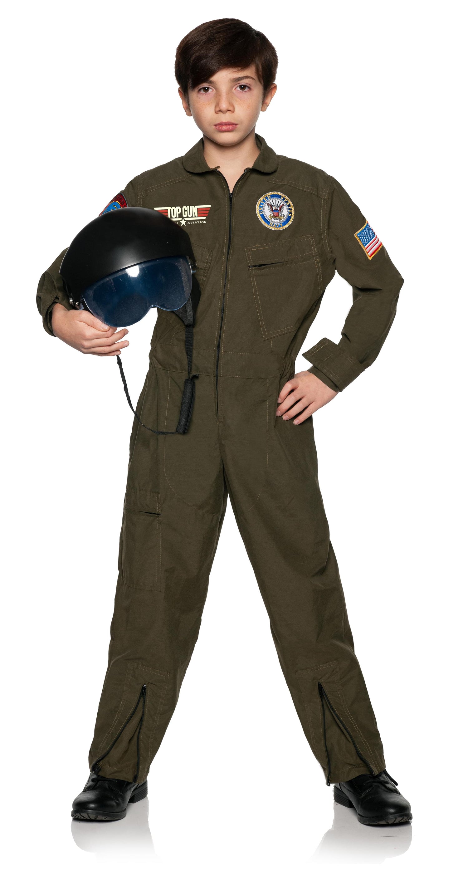 Navy Top Gun Pilot Jumpsuit Child Costume | Free Shipping