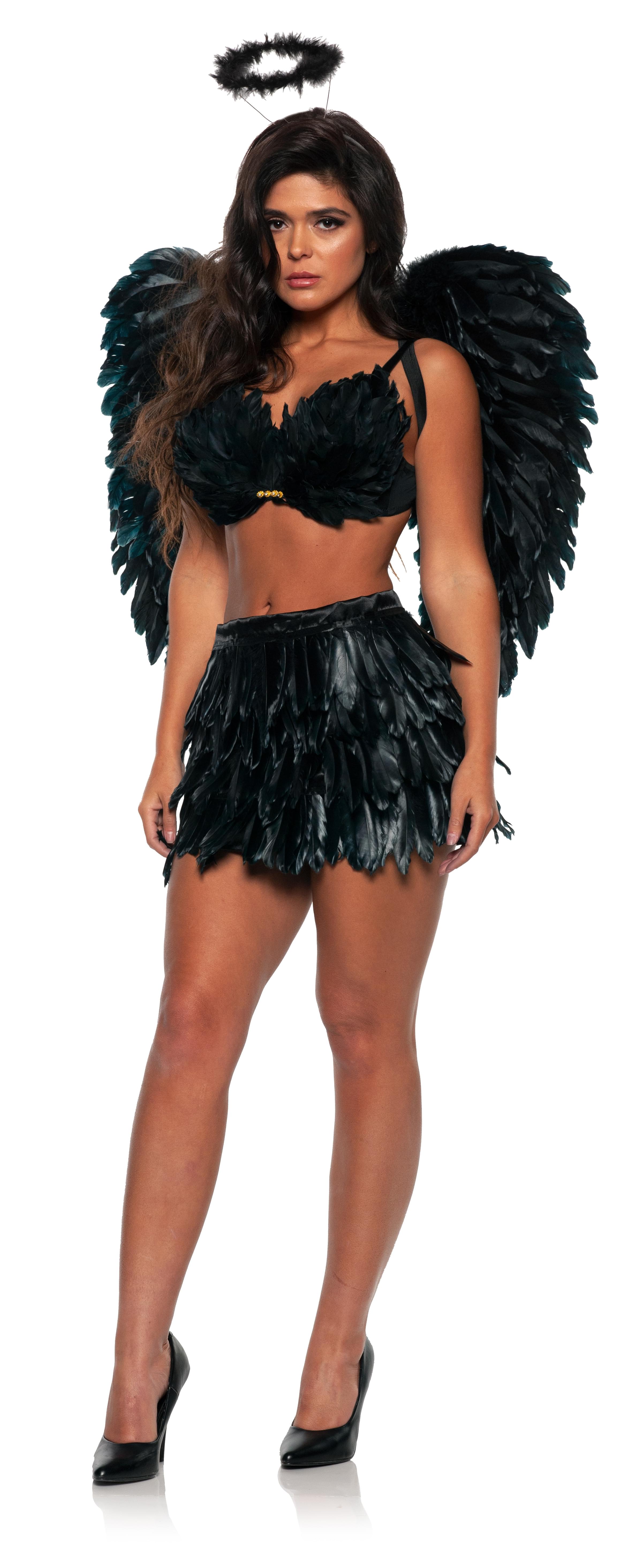 Photos - Fancy Dress Feather Mini Skirt Set- Black Adult Costume UDW-30627SM-C