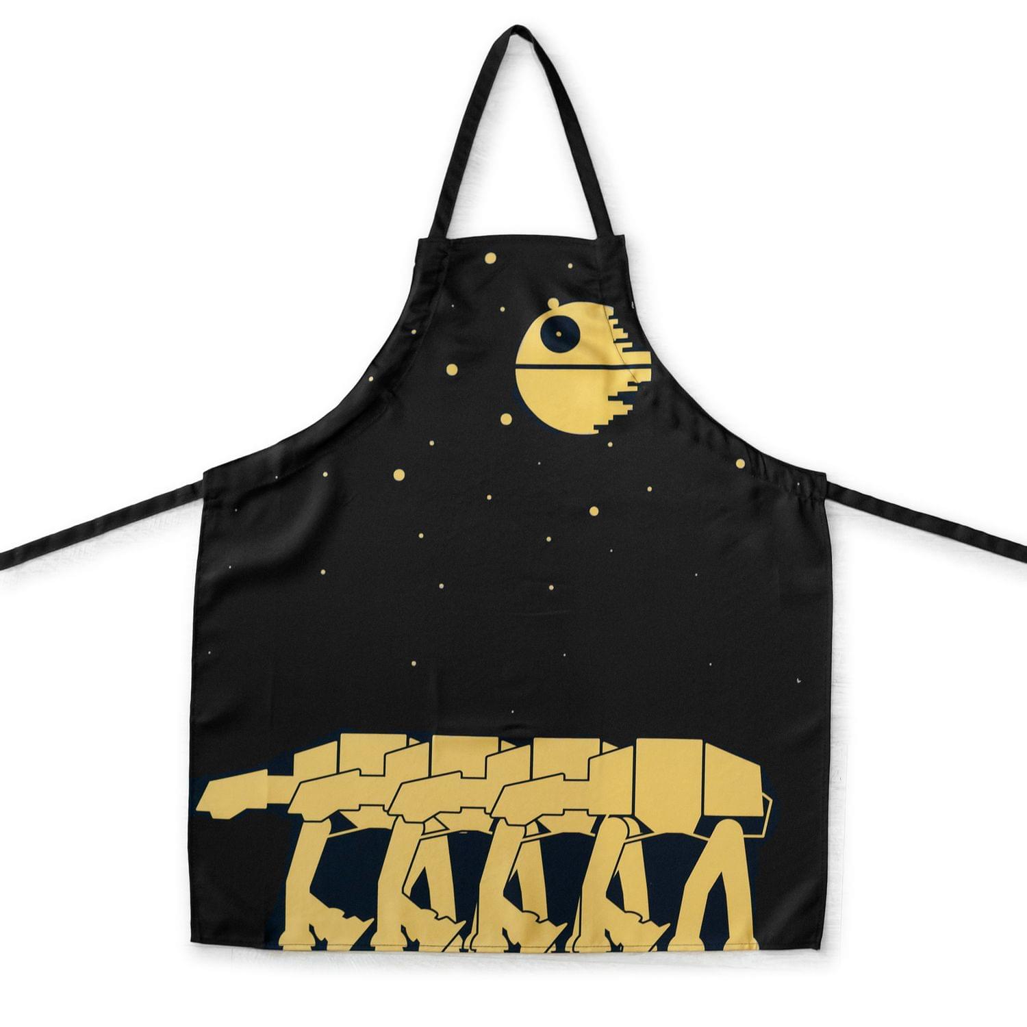 OFFICIAL Star Wars Kitchen Apron , Cooking Apron With Death Star & AT-AT Walkers