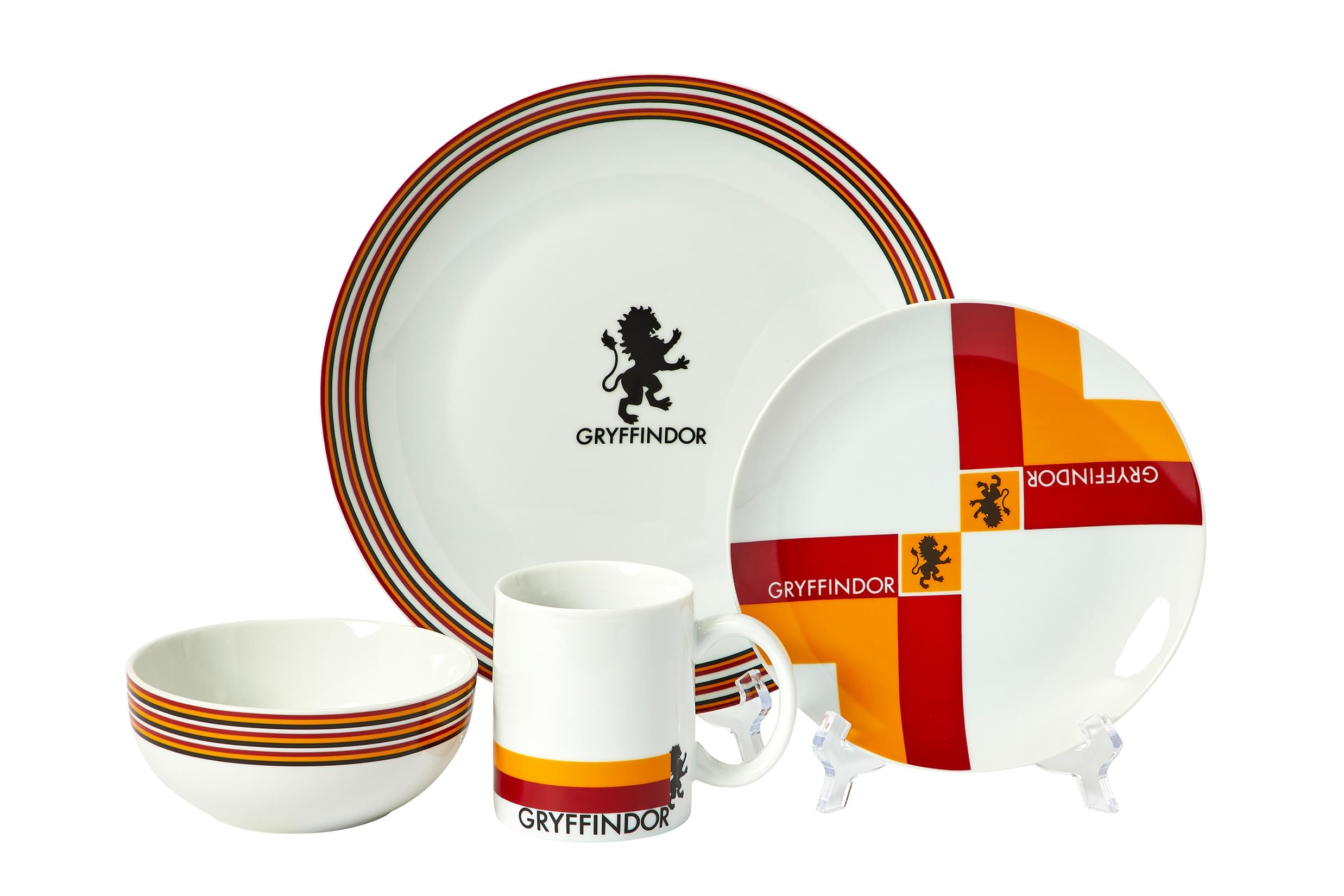 Harry Potter Gryffindor 16-Piece Dining Set , Set Includes Plates, Bowls, & Mugs