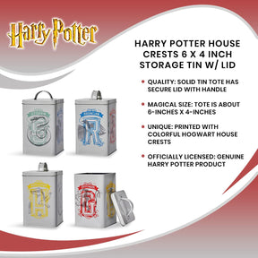 Harry Potter House Crests 6 x 4 Inch Storage Tin w/ Lid