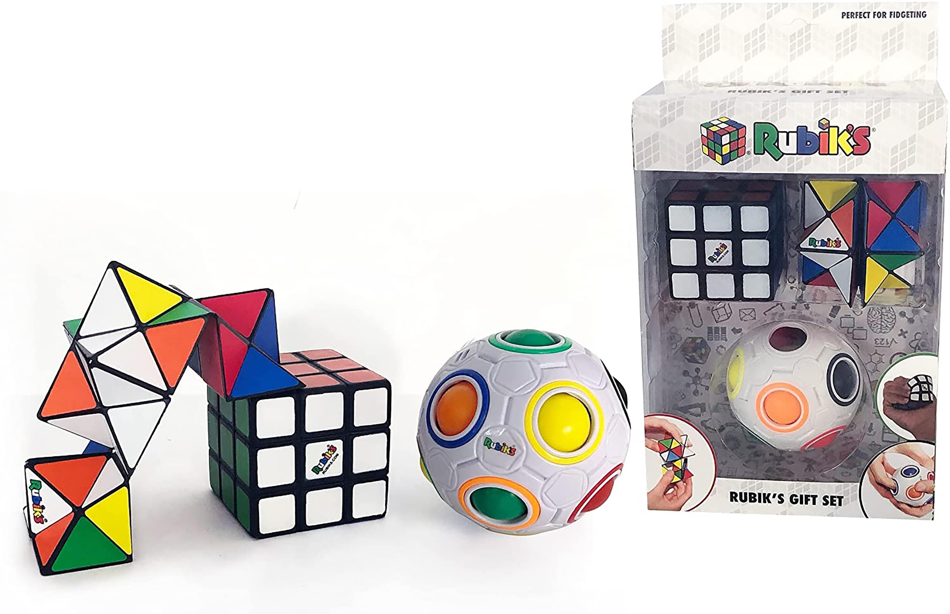 Rubiks 3 Piece Gift Set , Squishy Cube , Magic Star , Rainbow Ball