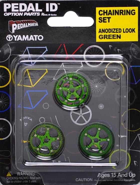 Pedal Id 1:9 Scale Bicycle: Chain Ring Set: Anodized Look Green