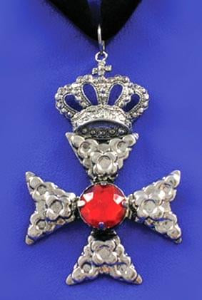 Cross & Crown Antique Silver Costume Pendant