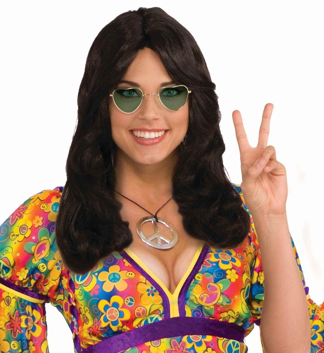 Brunette Flower Child Adult Costume Wig