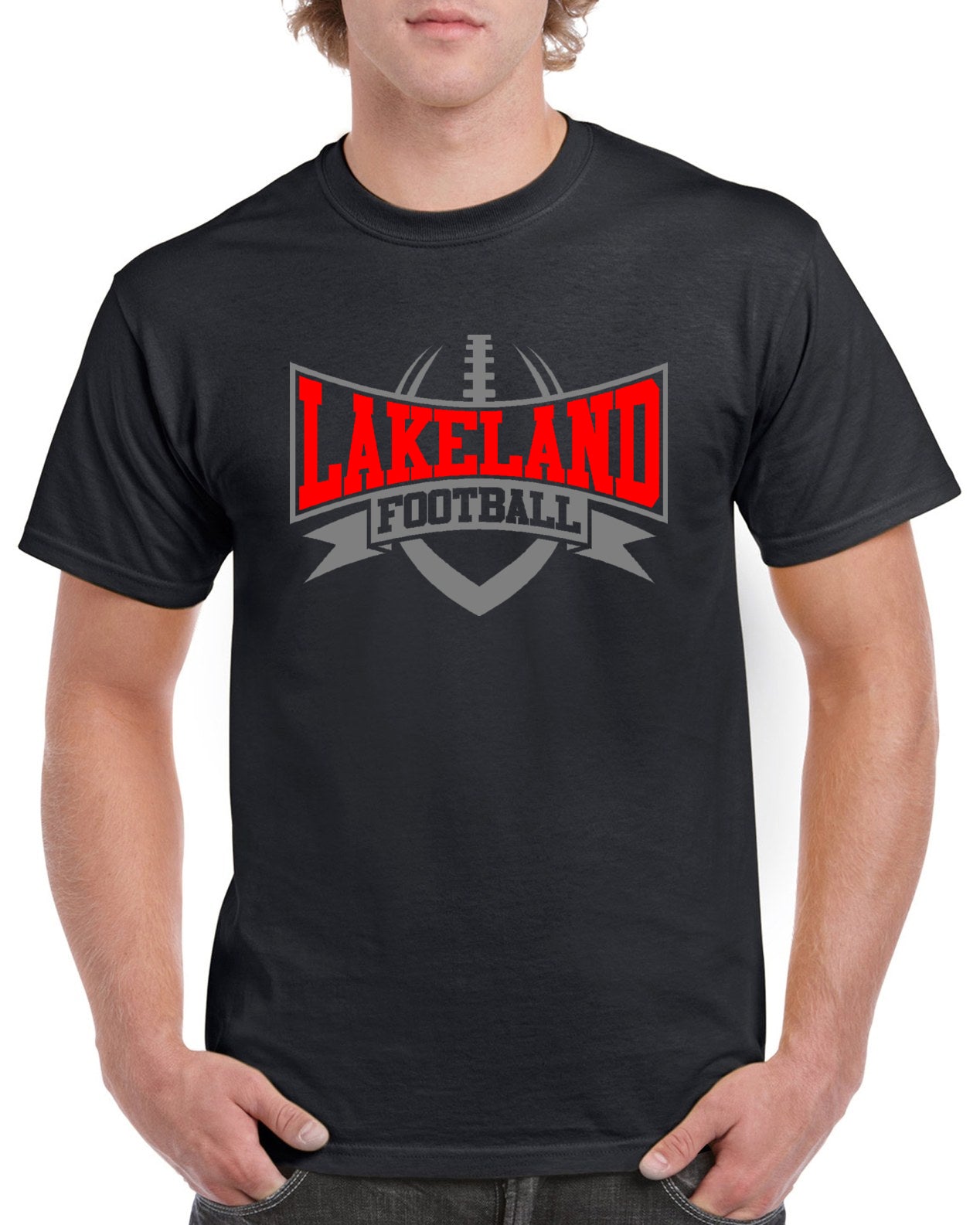 Lakeland Lancers Football Men's Tee w/ Large Front Logo Graphic Design ...