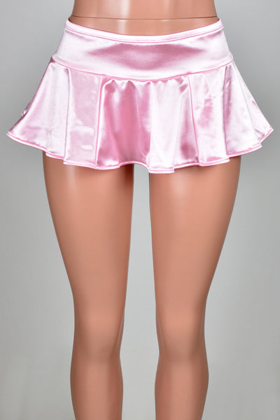 Light Pink Stretch Satin Micro Mini Skirt Spandex Plus Size Lingerie Deranged Designs 