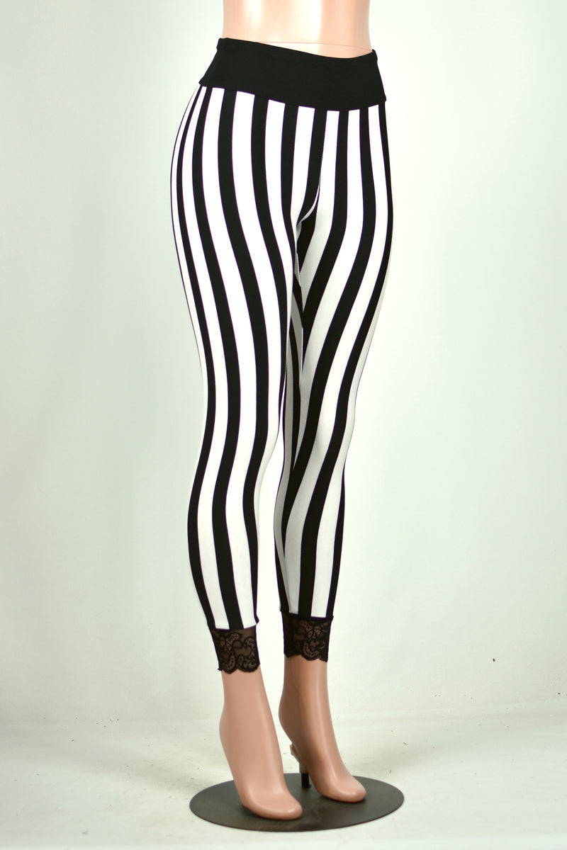 Black and White Vertical Stripe Leggings XS to 3XL plus size – Deranged ...