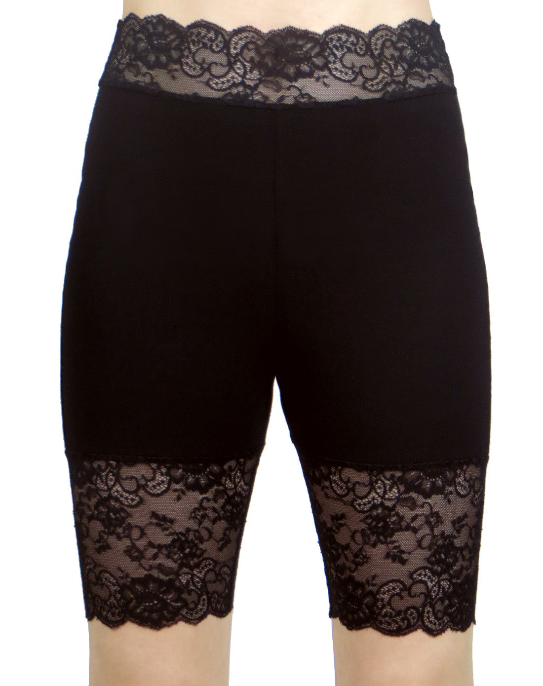 High-Waisted Black Stretch Lace Shorts cotton spandex plus size ...