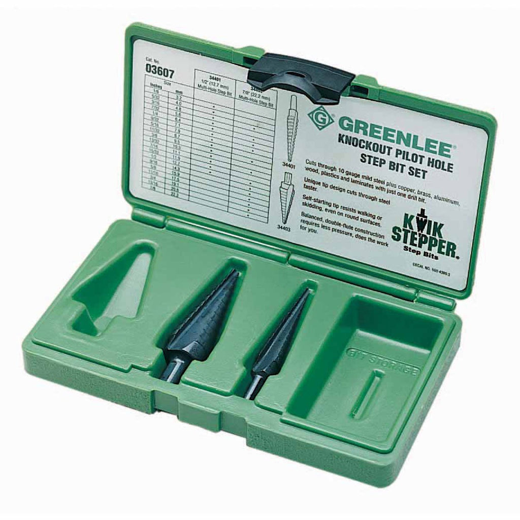 Greenlee 03607 Multi-Hole Kwik Stepper Step Bit Kit (1/2