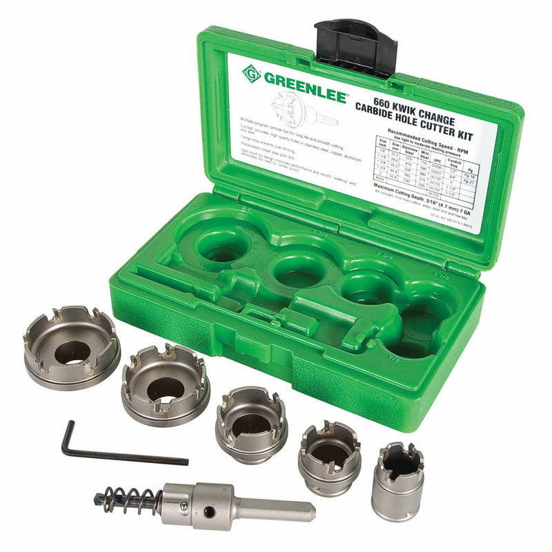 Greenlee 660 Quick Change Stainless Steel Hole Cutter Kit 7 8 1 1 8
